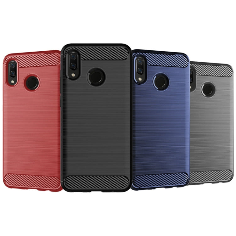 Brushed Texture Carbon Fiber Shockproof TPU Case for Huawei Y9 (2019)