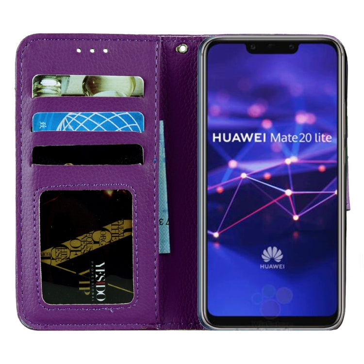 Litchi Texture Horizontal Flip Leather Case for Huawei Mate 20 Lite , with Holder & Card Slots & Wallet & Lanyard