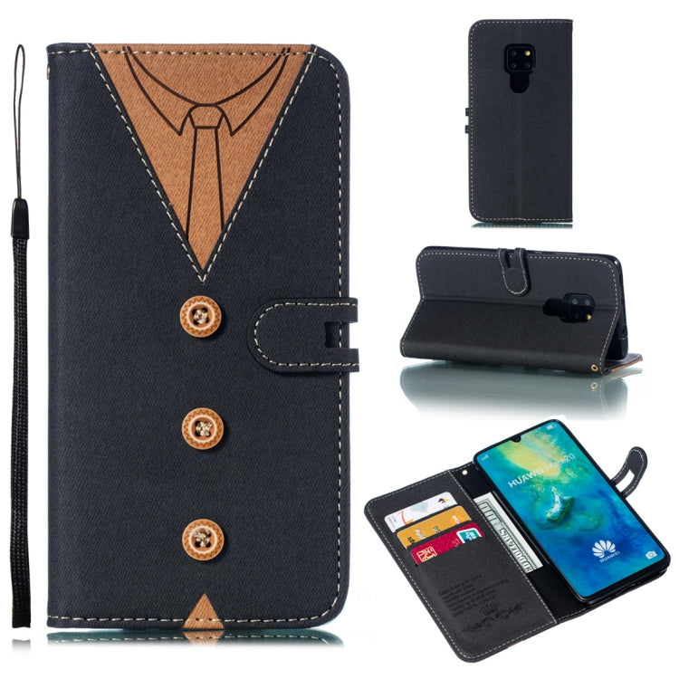 Splicing Embossed Male Style Horizontal Flip Leather Case for Huawei Mate 20, with Holder & Card Slots & Wallet & Lanyard