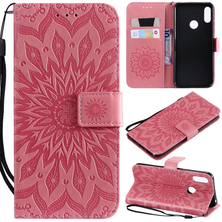 Sun Embossing Pattern Horizontal Flip Leather Case for Huawei Honor Play 8A / Y6 (2019), with Card Slot & Holder & Wallet & Lanyard