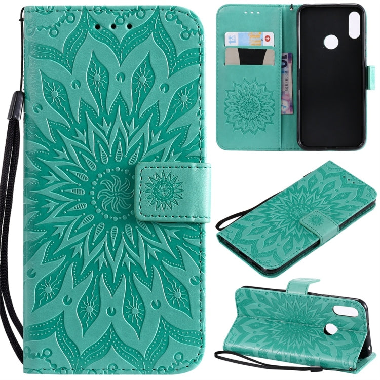 Sun Embossing Pattern Horizontal Flip Leather Case for Huawei Honor Play 8A / Y6 (2019), with Card Slot & Holder & Wallet & Lanyard