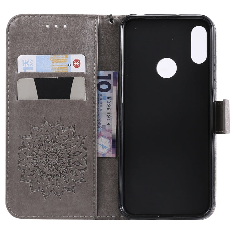 Sun Embossing Pattern Horizontal Flip Leather Case for Huawei Honor Play 8A / Y6 (2019), with Card Slot & Holder & Wallet & Lanyard