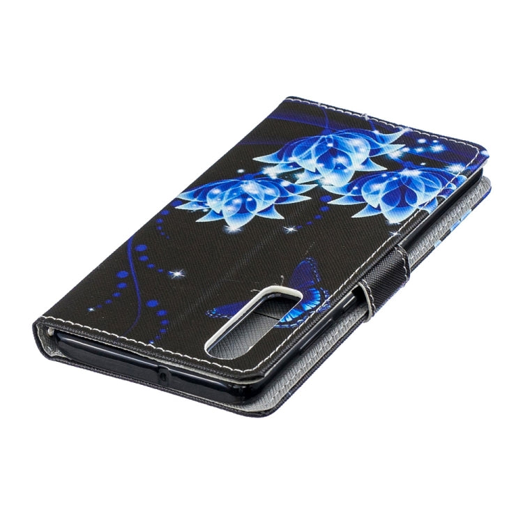Blue Flower Pattern Horizontal Flip Leather Case for Huawei P30, with Holder & Card Slots & Wallet