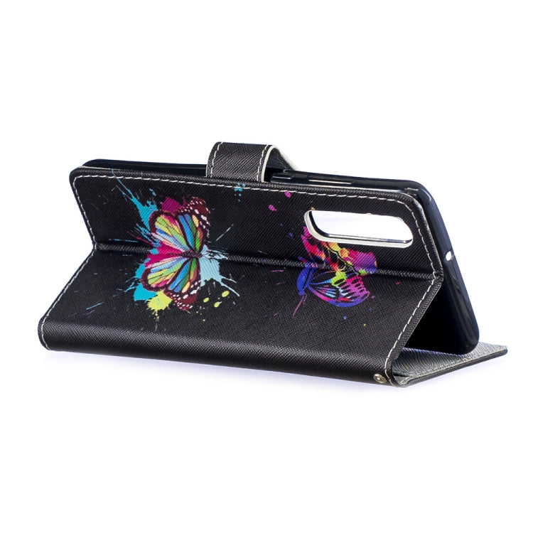 Colored Butterfly Pattern Horizontal Flip Leather Case for Huawei P30, with Holder & Card Slots & Wallet