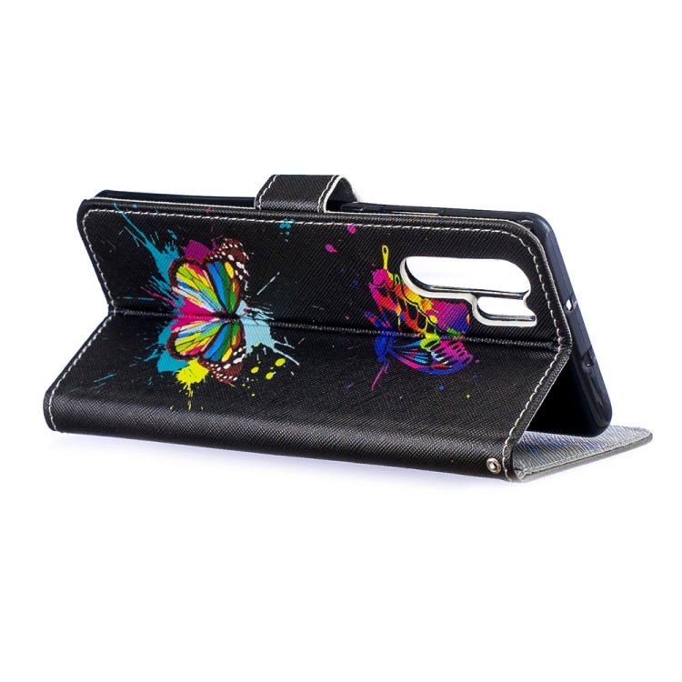 Colored Butterfly Pattern Horizontal Flip Leather Case for Huawei P30 Pro, with Holder & Card Slots & Wallet