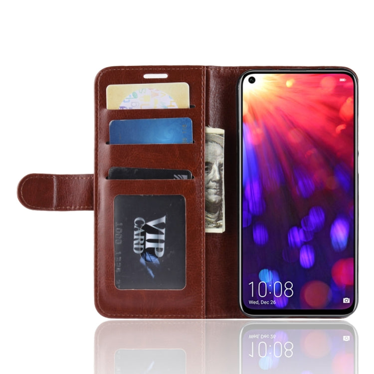 R64 Texture Single Fold Horizontal Flip Leather Case for Huawei Honor View 20, with Holder & Wallet & Card Slots & Photo Frame