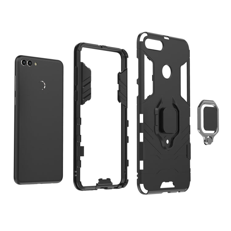 PC + TPU Shockproof Protective Case for Huawei Y9 2018, with Magnetic Ring Holder