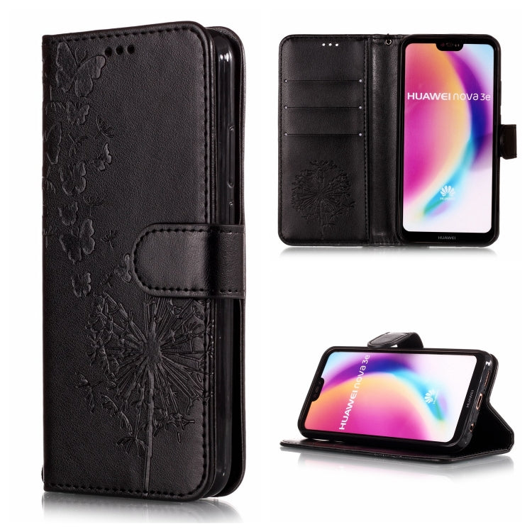 Vintage Embossed Floral Dandelion Pattern Horizontal Flip Leather Case for Huawei P20 Lite / Nova 3e, with Card Slot & Holder & Wallet & Lanyard