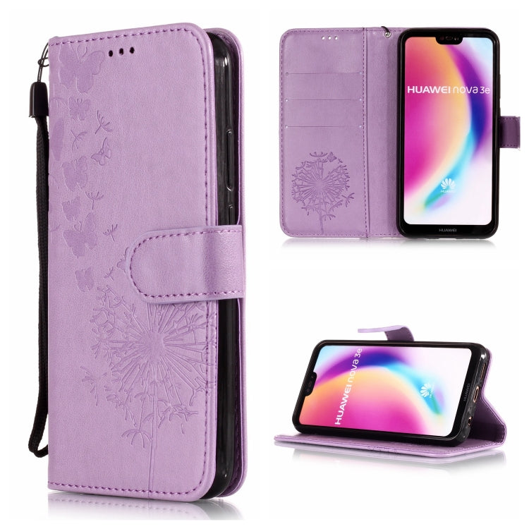 Vintage Embossed Floral Dandelion Pattern Horizontal Flip Leather Case for Huawei P20 Lite / Nova 3e, with Card Slot & Holder & Wallet & Lanyard