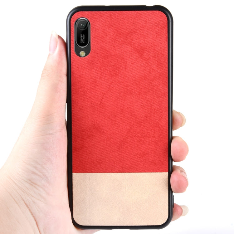 Shockproof Color Matching Denim PC + PU + TPU Case for Huawei Y6 Pro 2019