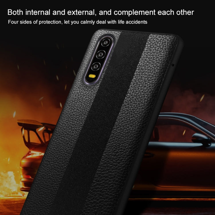 SULADA Anti-slip TPU + Handmade Leather Case for Huawei P30(Red)