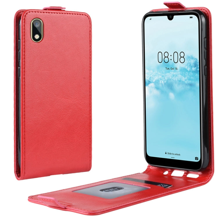 R64 Texture Vertical Flip Leather Case for Huawei Y5 2019 , with Card Slots & Photo Frame