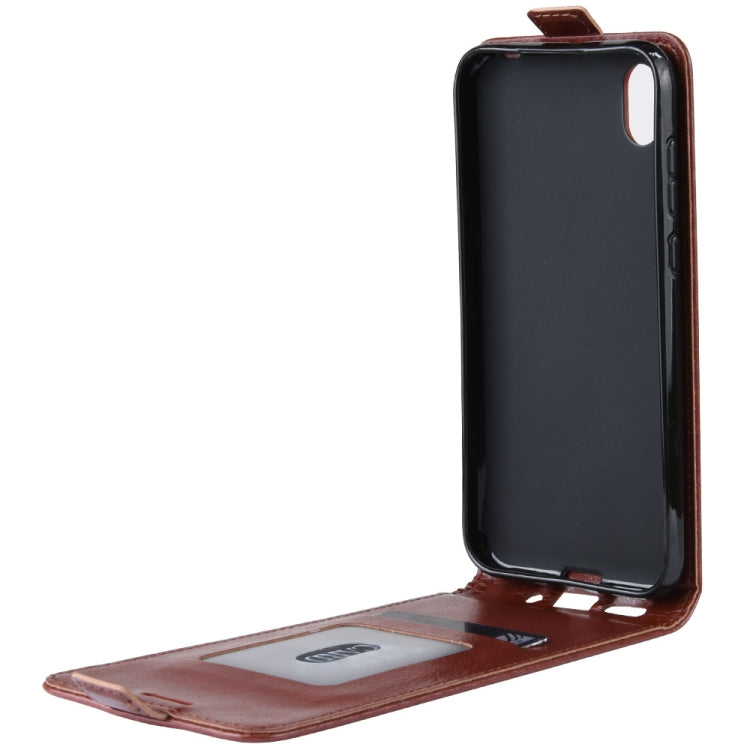 R64 Texture Vertical Flip Leather Case for Huawei Y5 2019 , with Card Slots & Photo Frame