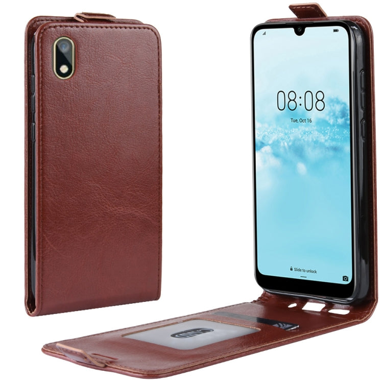 R64 Texture Vertical Flip Leather Case for Huawei Y5 2019 , with Card Slots & Photo Frame