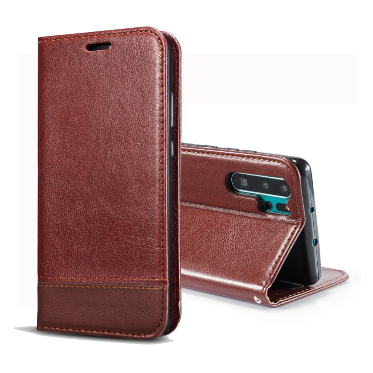 Double-sided Absorption Splicing Horizontal Flip Leather Case for Huawei P30 Pro, with Holder & Card Slots & Lanyard