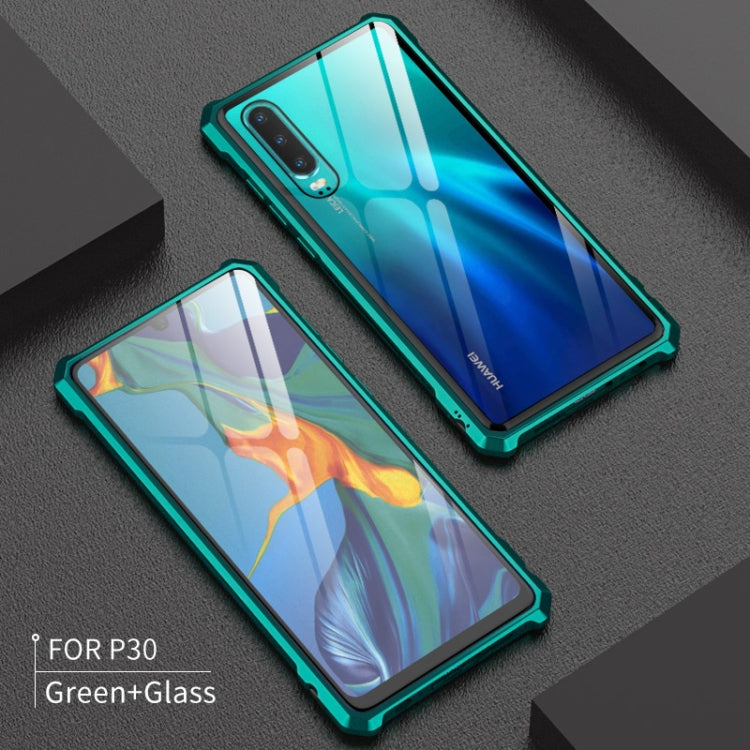 Buckle Series Metal Frame + Tempered Glass Protective Case for Huawei P30