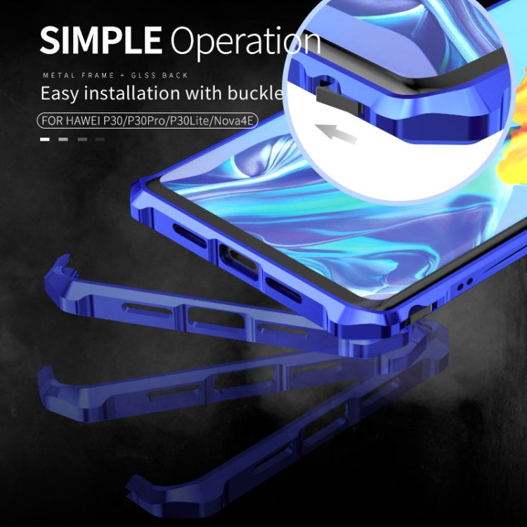 Buckle Series Metal Frame + Tempered Glass Protective Case for Huawei P30 Pro