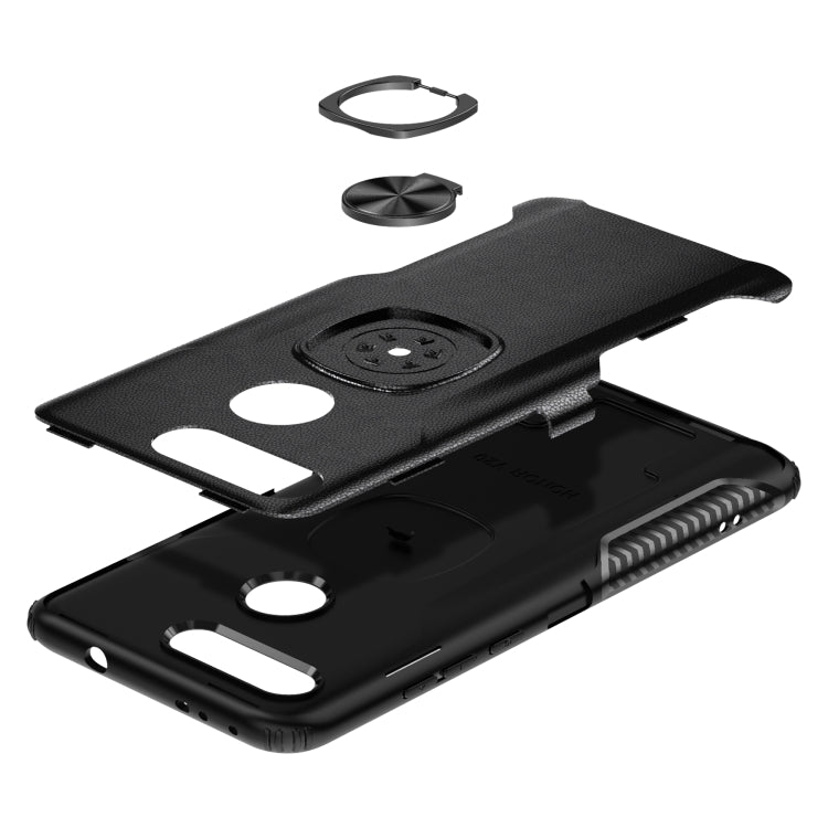 Shockproof Car Magnetic Case with 360 Degree Gold Armor Ring for Huawei Honor V20