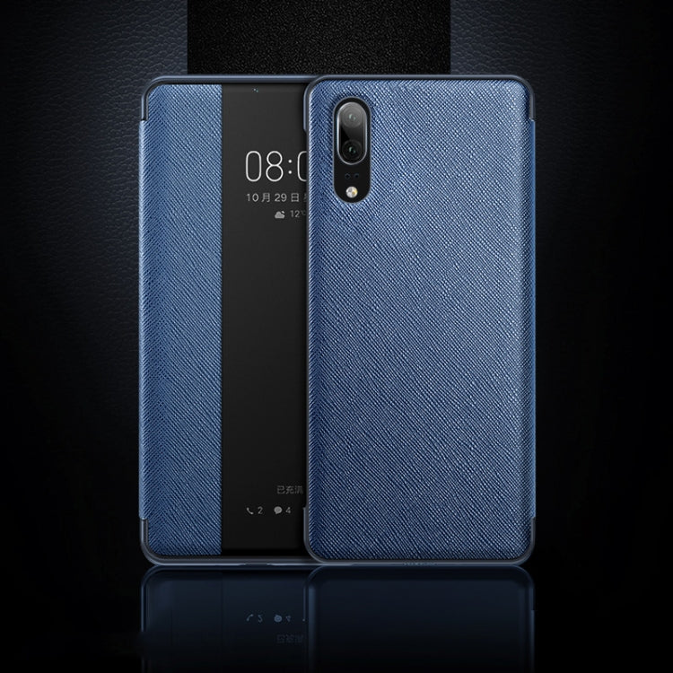 Cross Texture Horizontal Flip Leather Case for Huawei P20, with Call Answering Function & Sleep / Wake-up