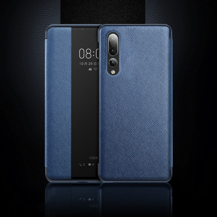 Cross Texture Horizontal Flip Leather Case for Huawei P20 Pro, with Call Answering Function & Sleep / Wake-up