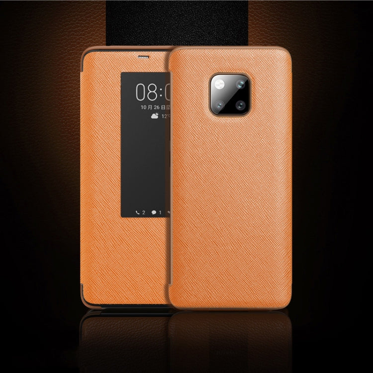 Cross Texture Horizontal Flip Leather Case for Huawei Mate 20 Pro, with Call Answering Function & Sleep / Wake-up
