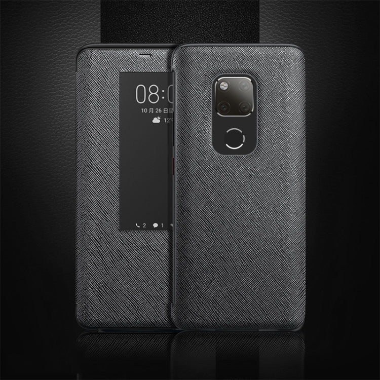 Cross Texture Horizontal Flip Leather Case for Huawei Mate 20 X, with Call Answering Function & Sleep / Wake-up