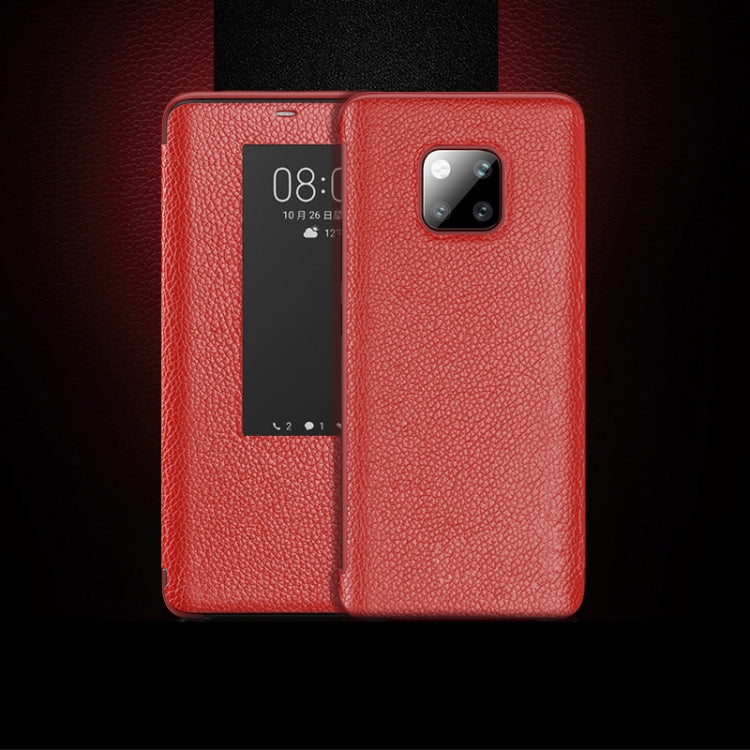 Top-grain Horizontal Flip Leather Case for Huawei Mate 20 Pro, with Call Answering Function & Sleep / Wake-up