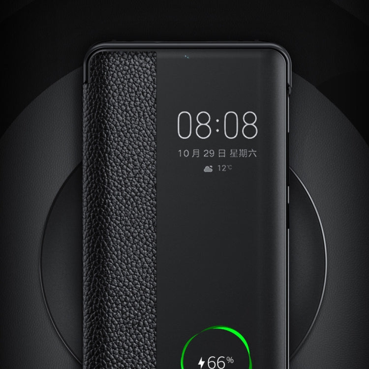 Top-grain Horizontal Flip Leather Case for Huawei P20, with Call Answering Function & Sleep / Wake-up