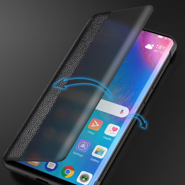 Top-grain Horizontal Flip Leather Case for Huawei P20 Pro, with Call Answering Function & Sleep / Wake-up
