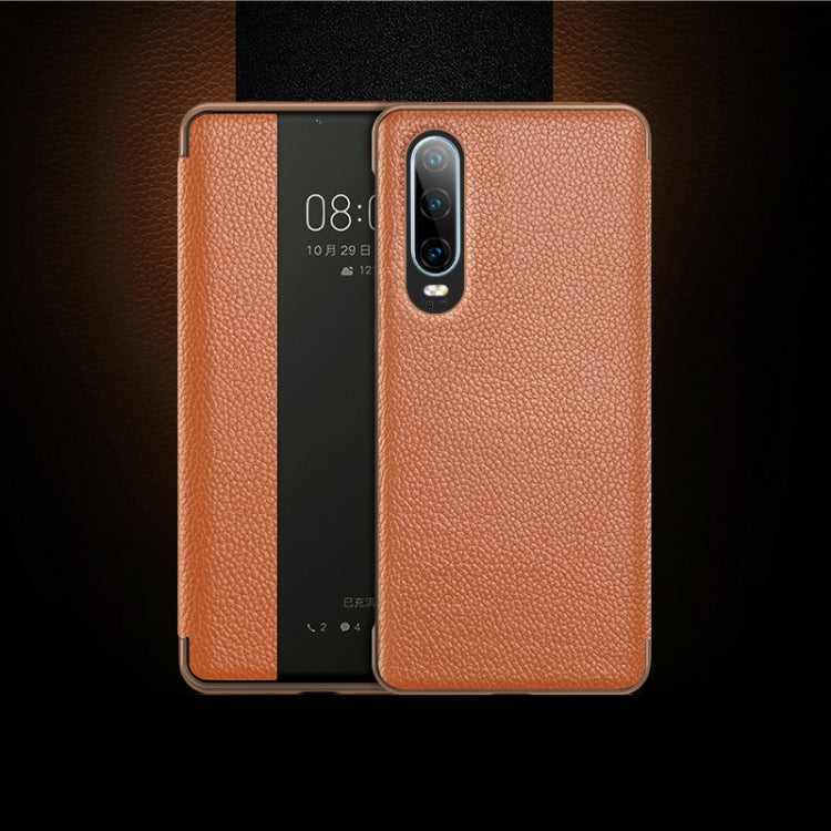 Top-grain Horizontal Flip Leather Case for Huawei P30, with Call Answering Function & Sleep / Wake-up