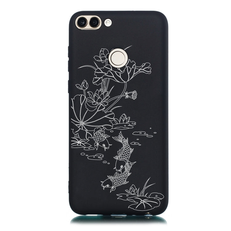 Lotus Pond Painted Pattern Soft TPU Case for Huawei P Smart / Enjoy 7S