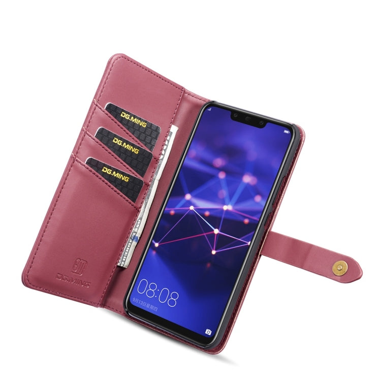 DG.MING Lambskin Detachable Horizontal Flip Magnetic Case for Huawei Mate 20 Lite / Maimang 7, with Holder & Card Slots & Wallet