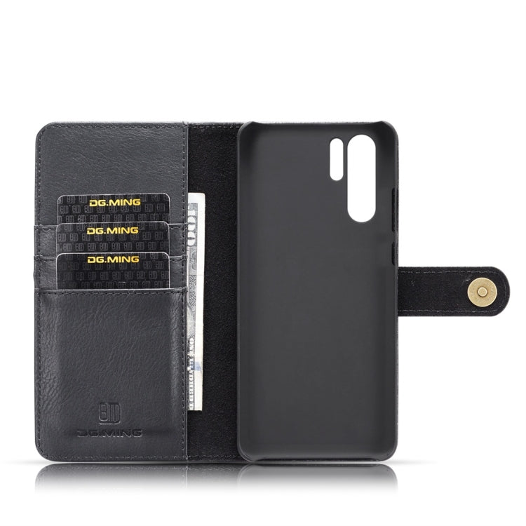DG.MING Crazy Horse Texture Flip Detachable Magnetic Leather Case for Huawei P30 Pro, with Holder & Card Slots & Wallet