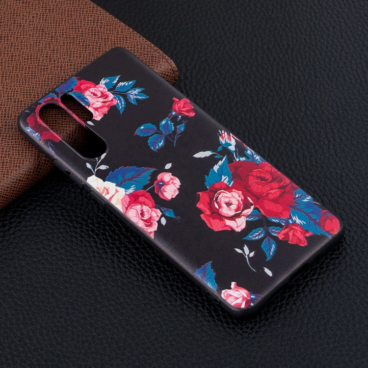 Rose Pattern Stereo Relief Soft TPU Protective Case for Huawei P30 Pro