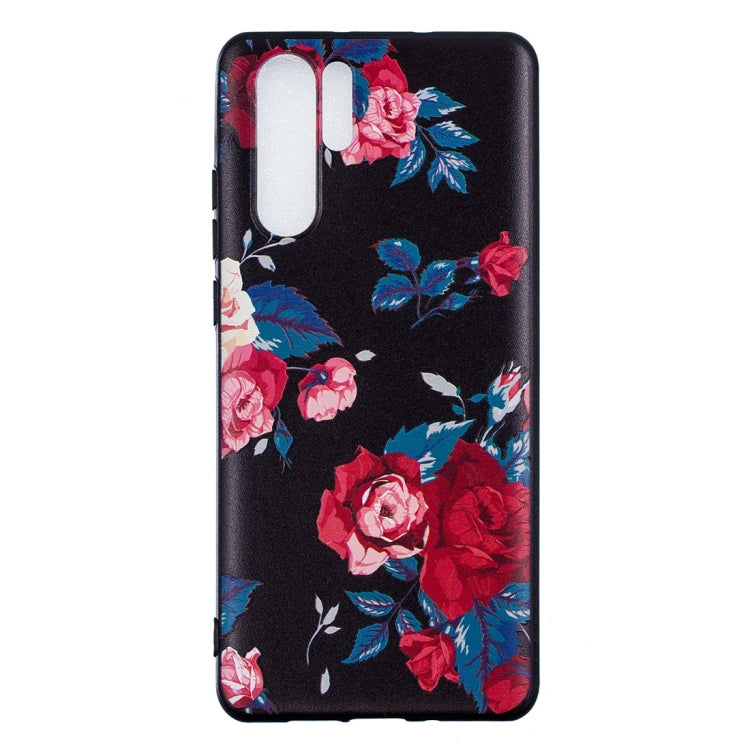 Rose Pattern Stereo Relief Soft TPU Protective Case for Huawei P30 Pro