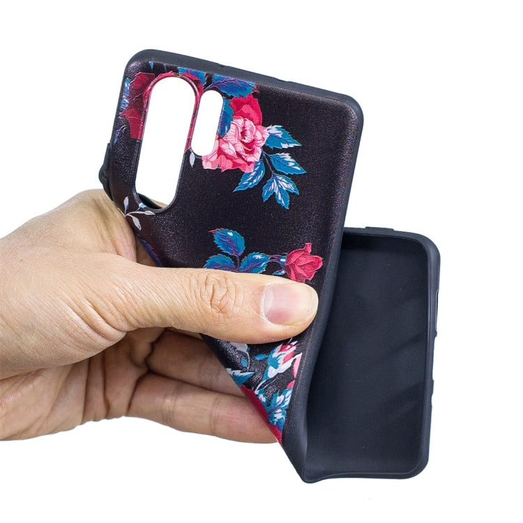 Rose Pattern Stereo Relief Soft TPU Protective Case for Huawei P30 Pro