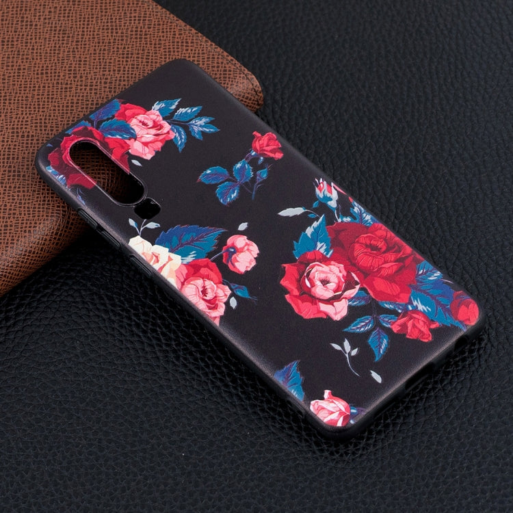 Rose Pattern Stereo Relief Soft TPU Protective Case for Huawei P30
