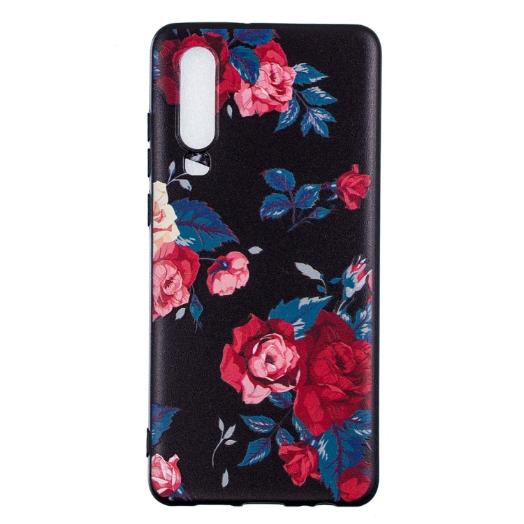 Rose Pattern Stereo Relief Soft TPU Protective Case for Huawei P30