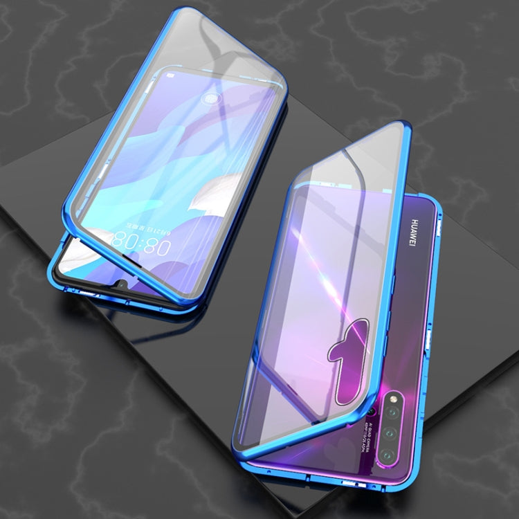 For Huawei Nova 5 Ultra Slim Double Sides Magnetic Adsorption Angular Frame Tempered Glass Magnet Flip Case