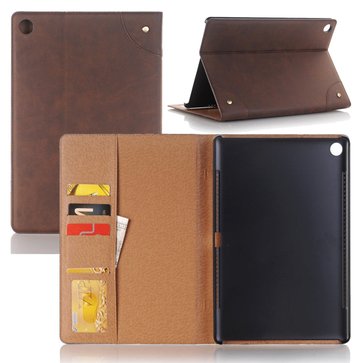 For Huawei MediaPad M5 10.8 inch Vintage Book Style Horizontal Flip Environmental PU Leather Case with Holder & Card Slots & Wallet & Photo Frame