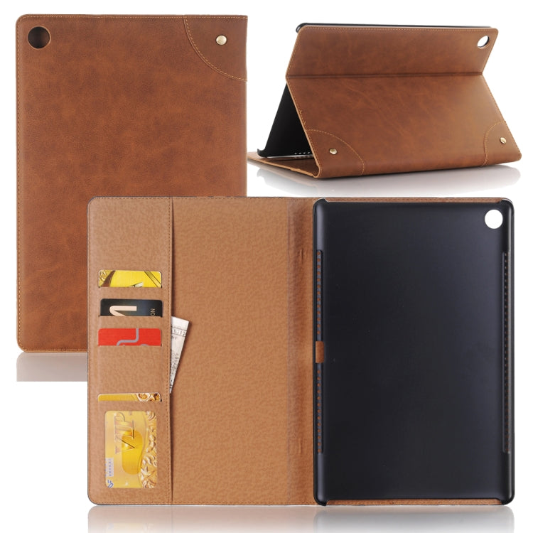 For Huawei MediaPad M5 10.8 inch Vintage Book Style Horizontal Flip Environmental PU Leather Case with Holder & Card Slots & Wallet & Photo Frame