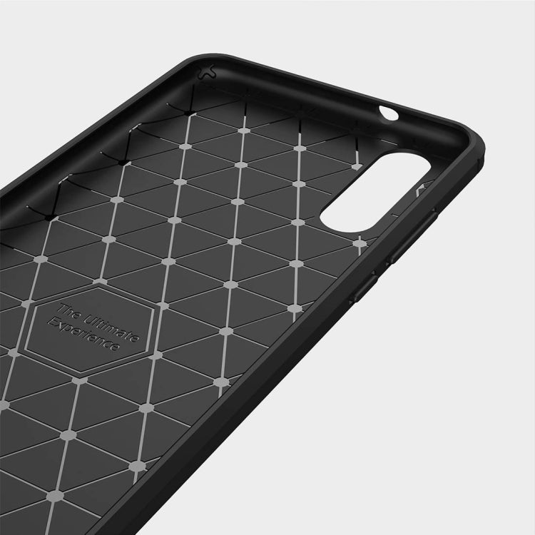 For Huawei  P20 Brushed Texture Carbon Fiber Shockproof TPU Protective Back Case