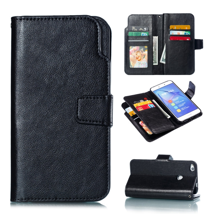 Multifunctional Litchi Texture Horizontal Flip Leather Case for Huawei P8 Lite (2017), with Nine Card Slot & Holder & Wallet