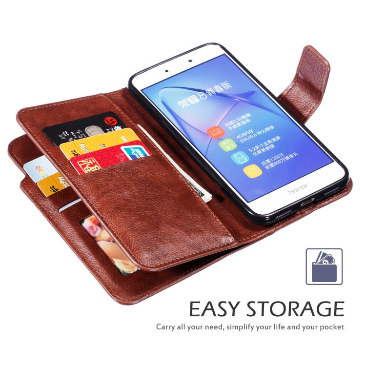 Multifunctional Litchi Texture Horizontal Flip Leather Case for Huawei P8 Lite (2017), with Nine Card Slot & Holder & Wallet
