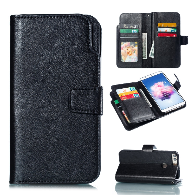 Multifunctional Litchi Texture Horizontal Flip Leather Case for Huawei Enjoy 7S, with Nine Card Slot & Holder & Wallet