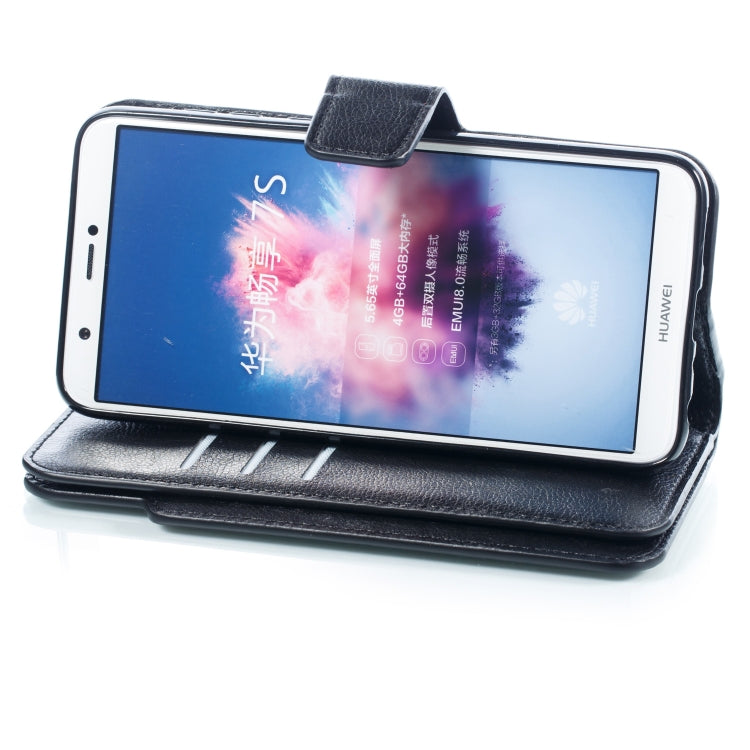 Multifunctional Litchi Texture Horizontal Flip Leather Case for Huawei Enjoy 7S, with Nine Card Slot & Holder & Wallet