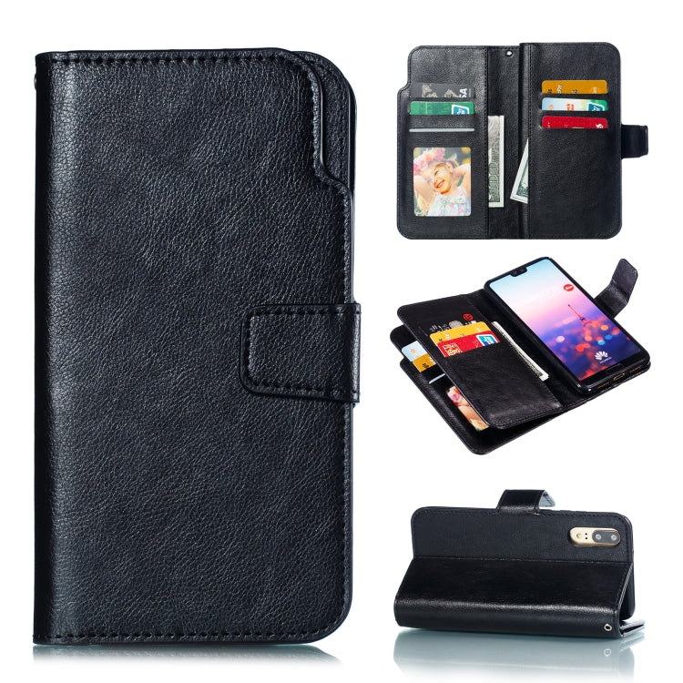 Multifunctional Litchi Texture Horizontal Flip Leather Case for Huawei P20, with Nine Card Slot & Holder & Wallet