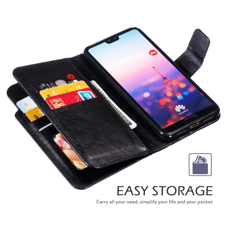 Multifunctional Litchi Texture Horizontal Flip Leather Case for Huawei P20, with Nine Card Slot & Holder & Wallet
