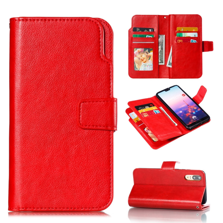 Multifunctional Litchi Texture Horizontal Flip Leather Case for Huawei P20, with Nine Card Slot & Holder & Wallet