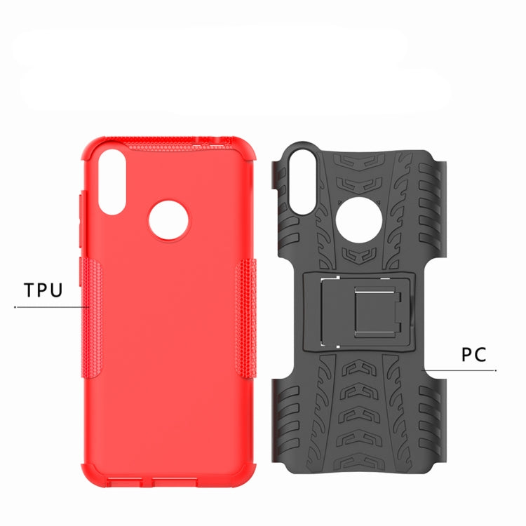 Tire Texture TPU+PC Shockproof Case for Huawei Honor Play 8C, with Holder